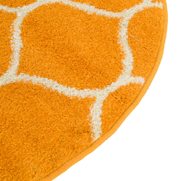 Lattice Garden Collection Area Rug - Pergolatown (Orange) Round Orange lifestyle 10