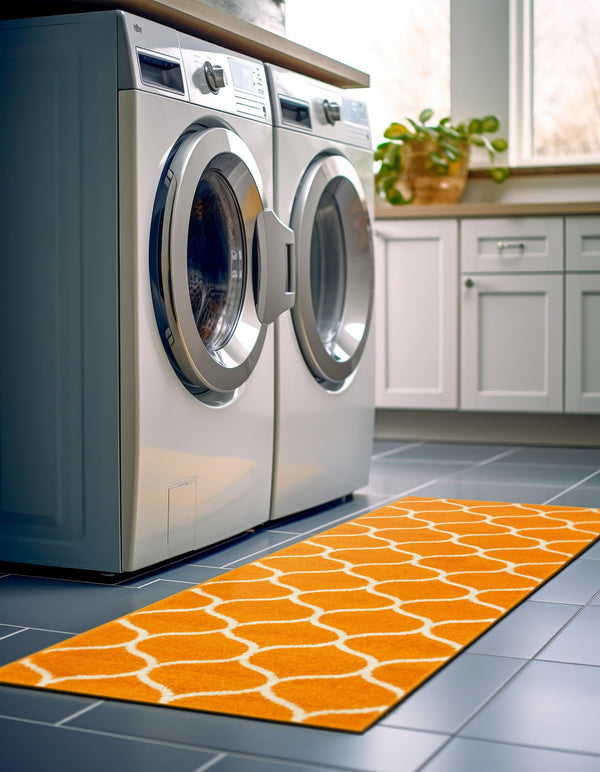 Lattice Garden Collection Area Rug - Pergolatown (Orange) Runner Orange lifestyle 3