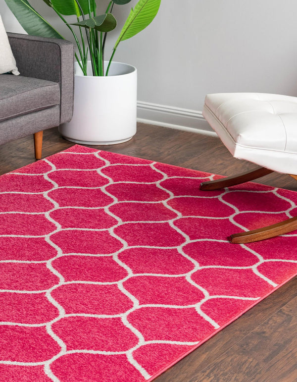 Lattice Garden Collection Area Rug - Pergolatown (Pink) Rectangle Pink lifestyle 1