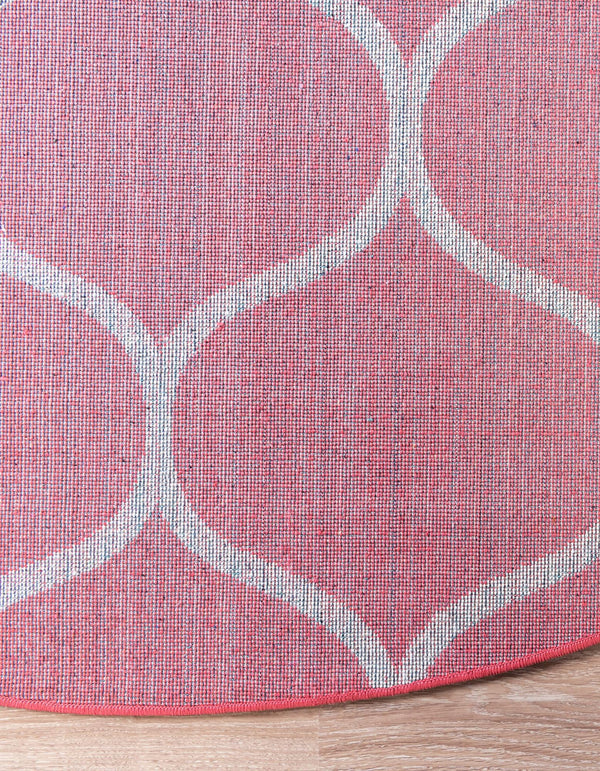 Lattice Garden Collection Area Rug - Pergolatown (Pink) Round Pink lifestyle 8