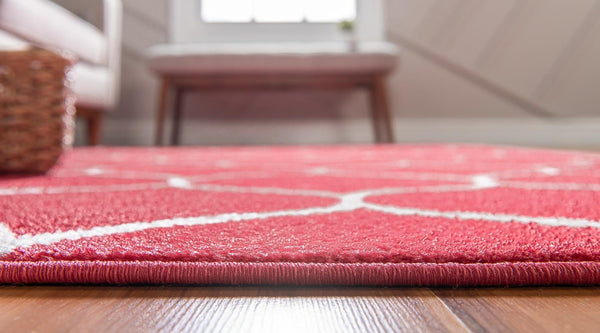 Lattice Garden Collection Area Rug - Pergolatown (Pink) Runner Pink lifestyle 3