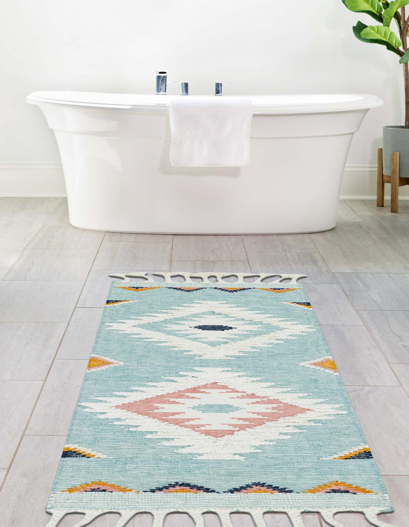 Sedona Sands Collection Area Rug - Canyon Runner Light Aqua lifestyle 91