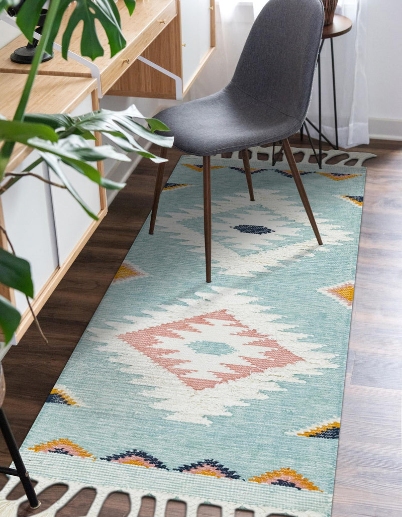 Sedona Sands Collection Area Rug - Canyon Runner Light Aqua lifestyle 93