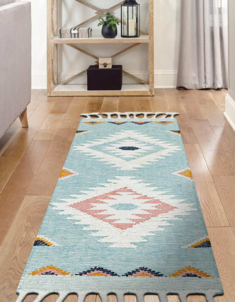 Sedona Sands Collection Area Rug - Canyon Runner Light Aqua lifestyle 97