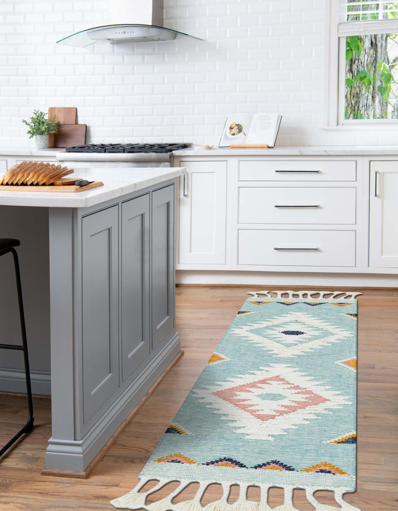 Sedona Sands Collection Area Rug - Canyon Runner Light Aqua lifestyle 99