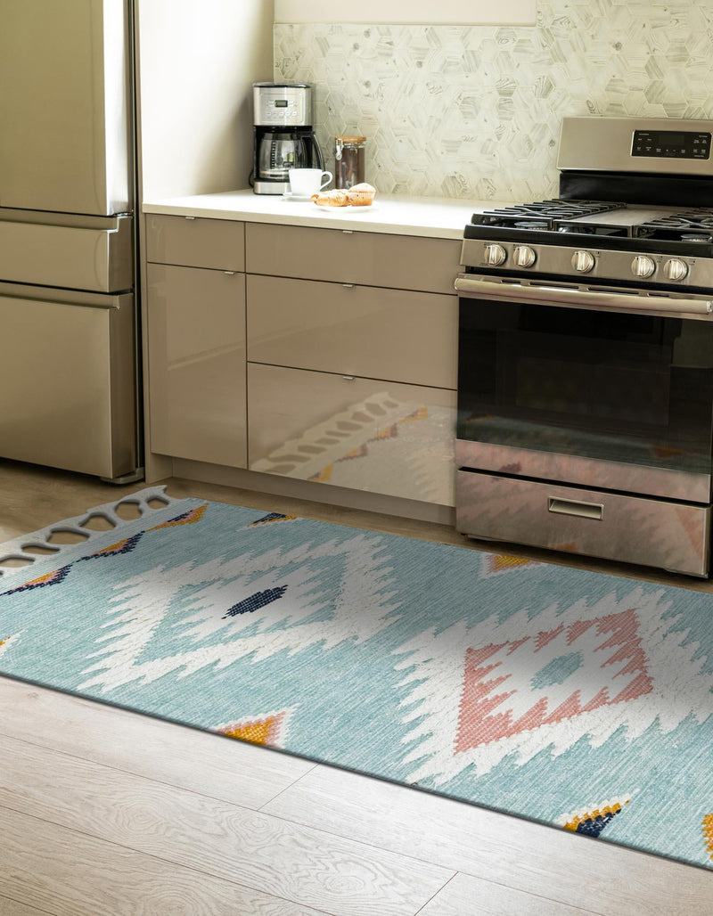 Sedona Sands Collection Area Rug - Canyon Runner Light Aqua lifestyle 103