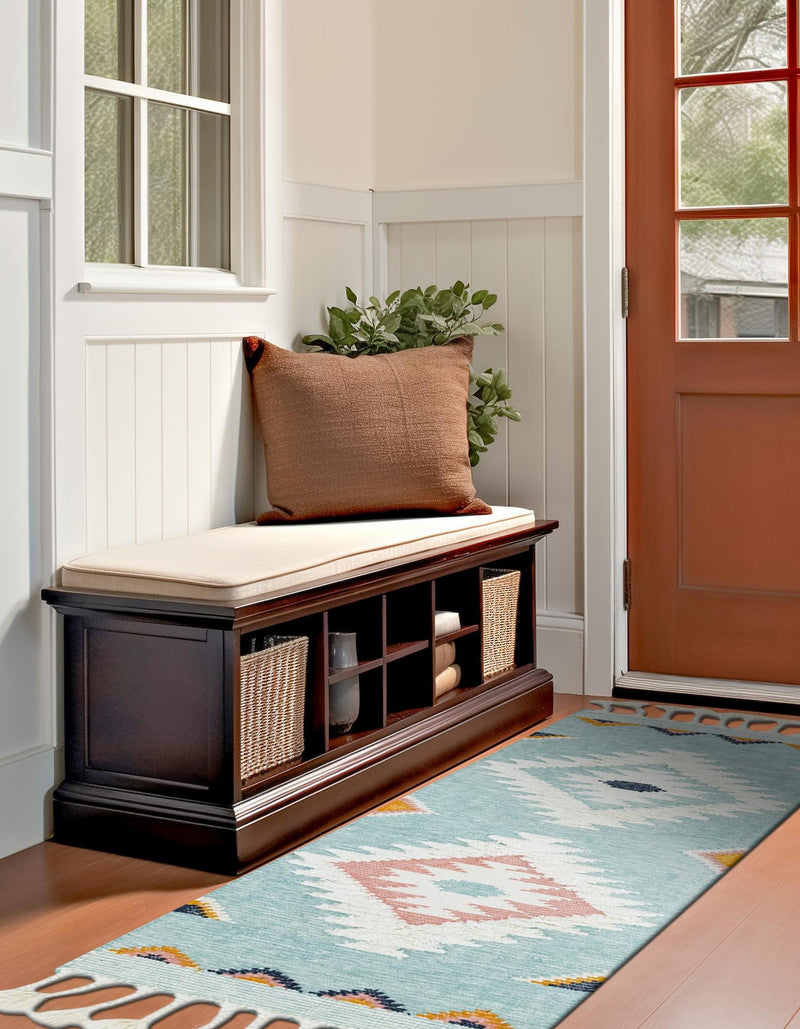 Sedona Sands Collection Area Rug - Canyon Runner Light Aqua lifestyle 105