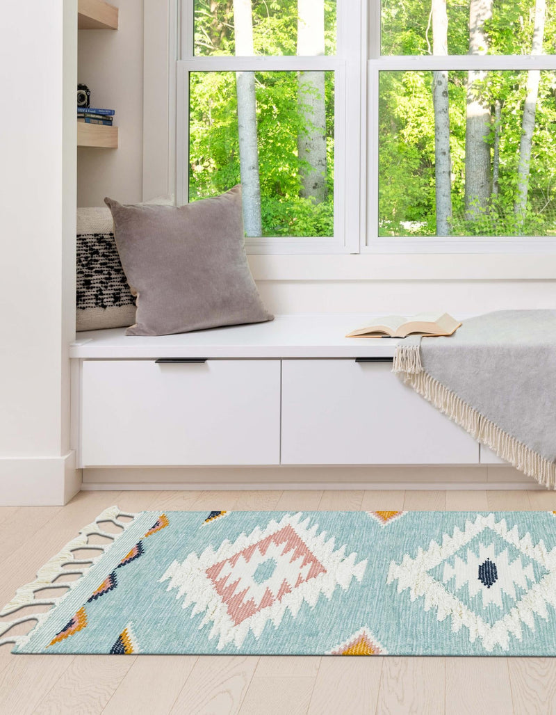 Sedona Sands Collection Area Rug - Canyon Runner Light Aqua lifestyle 107