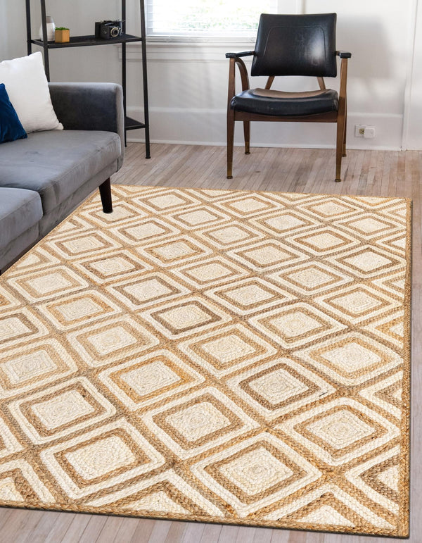 Woven Seaside Jute Collection Area Rug - Marina Rectangle Natural lifestyle 7