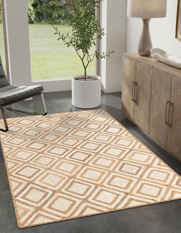Woven Seaside Jute Collection Area Rug - Marina Rectangle Natural lifestyle 19