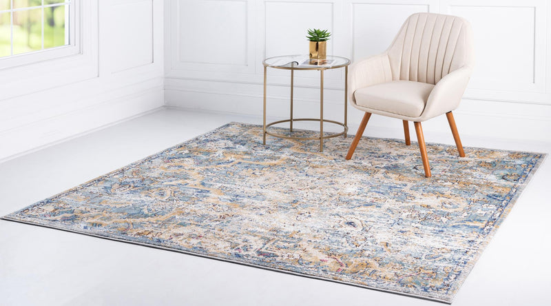 Charleston Elegance Collection Area Rug - Edisto Square Light Blue lifestyle 10