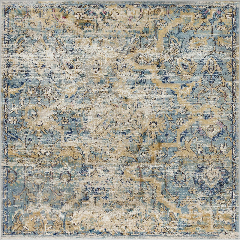 Charleston Elegance Collection Area Rug - Edisto Square Light Blue lifestyle 5