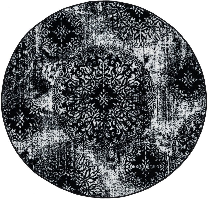 Riviera Elegance Collection Area Rug - Monaco (Black) Round Black Main