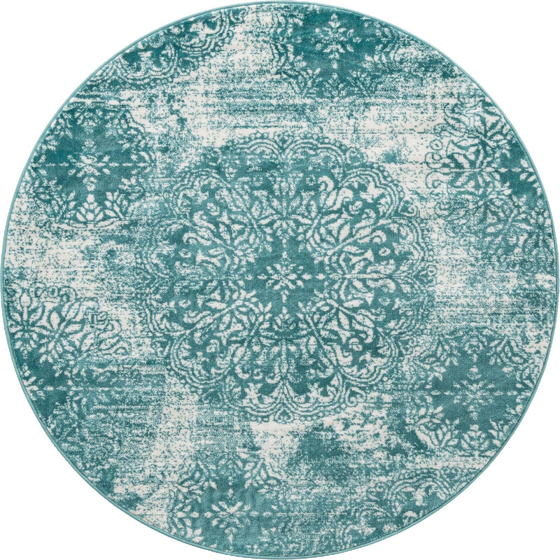 Riviera Elegance Collection Area Rug - Monaco (Turquoise) Round Turquoise Main