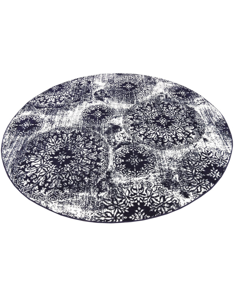Riviera Elegance Collection Area Rug - Monaco (Navy Blue) Round Navy Blue lifestyle 45