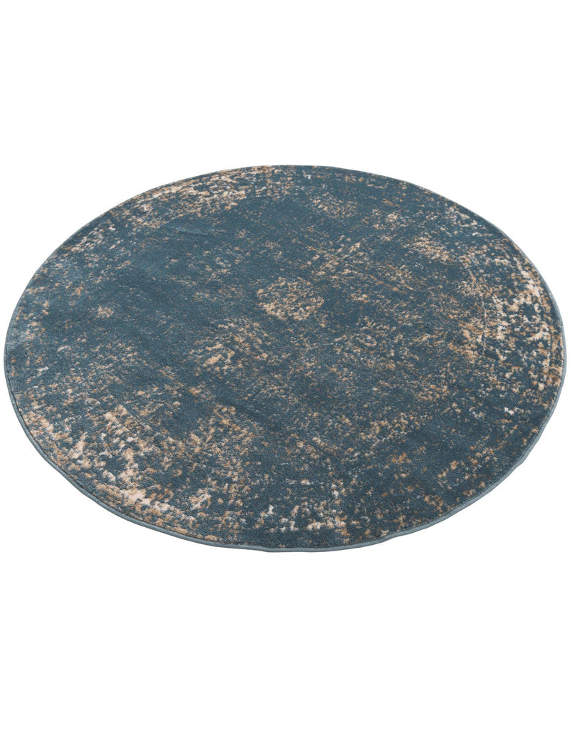 Riviera Elegance Collection Area Rug - Antibes (Blue) Round Blue lifestyle 45