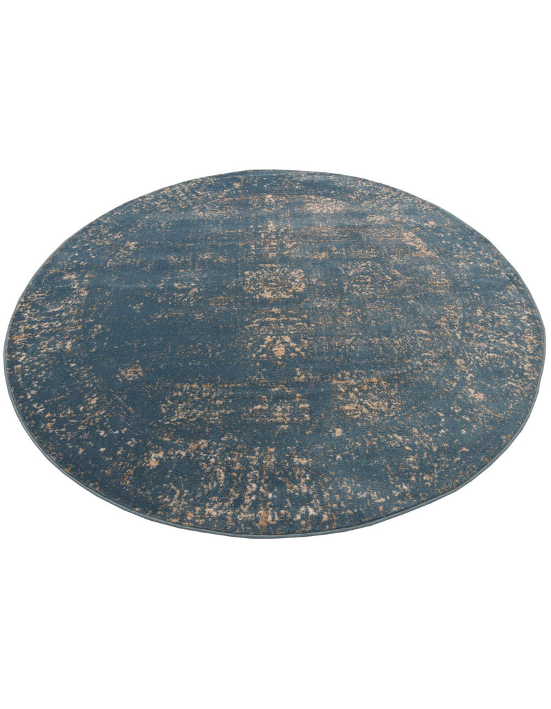 Riviera Elegance Collection Area Rug - Antibes (Blue) Round Blue lifestyle 48