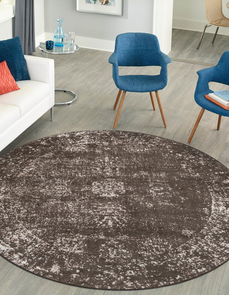 Riviera Elegance Collection Area Rug - Antibes (Brown) Round Brown lifestyle 0