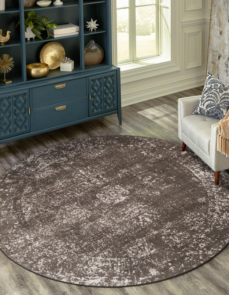 Riviera Elegance Collection Area Rug - Antibes (Brown) Round Brown lifestyle 4