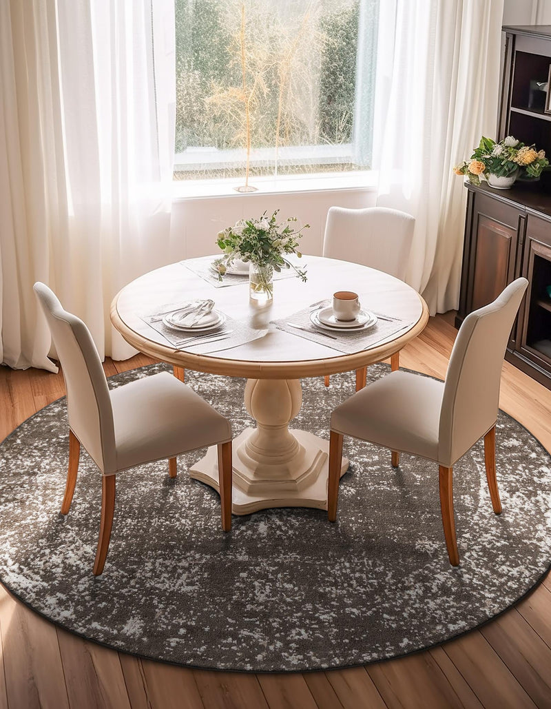 Riviera Elegance Collection Area Rug - Antibes (Brown) Round Brown lifestyle 24