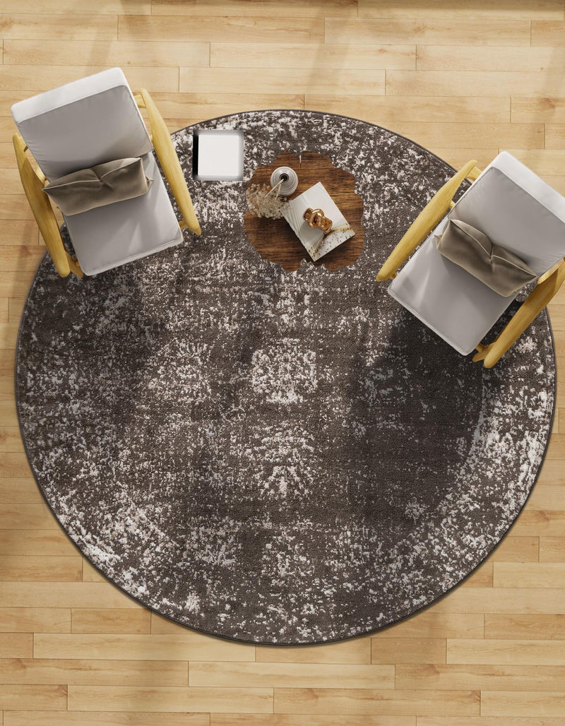 Riviera Elegance Collection Area Rug - Antibes (Brown) Round Brown lifestyle 27