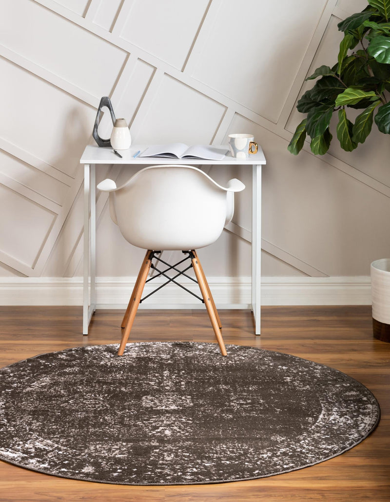 Riviera Elegance Collection Area Rug - Antibes (Brown) Round Brown lifestyle 60