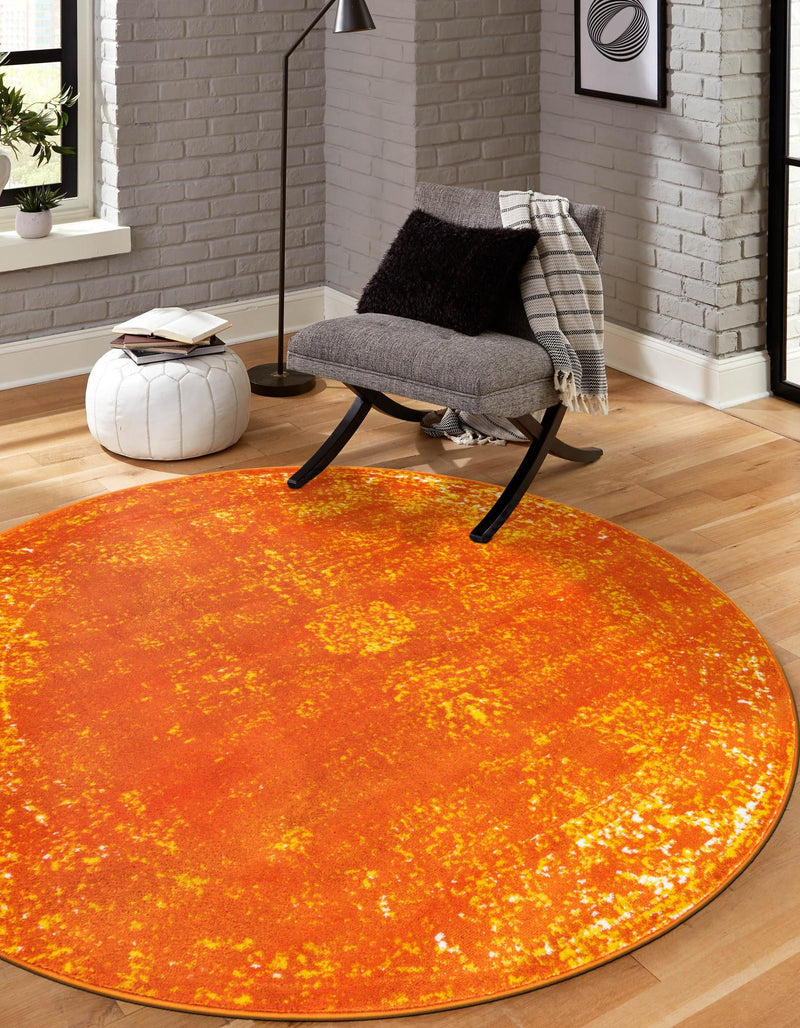 Riviera Elegance Collection Area Rug - Antibes (Orange) Round Orange lifestyle 3