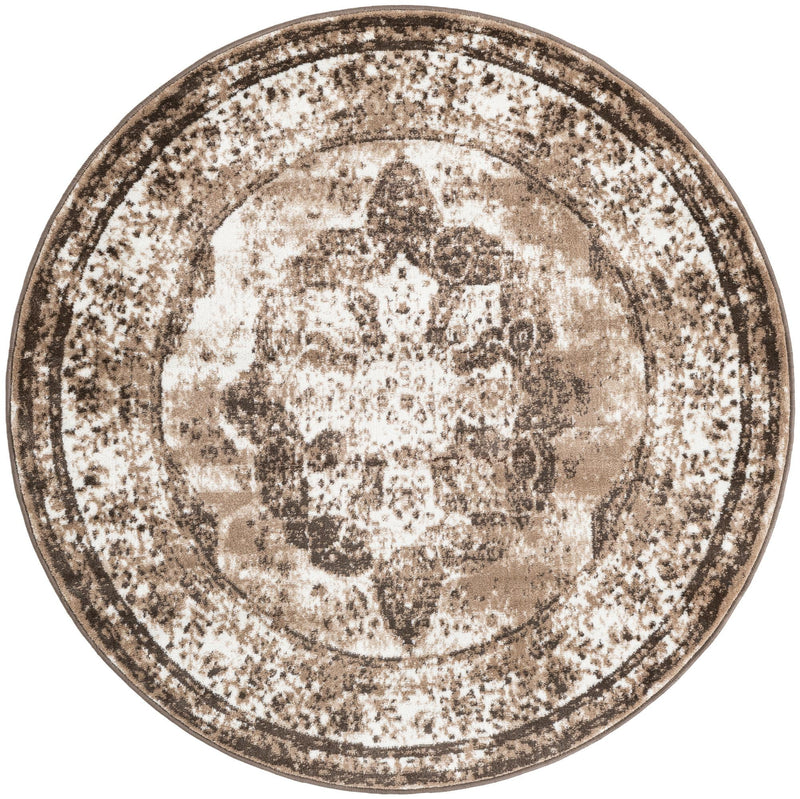 Riviera Elegance Collection Area Rug - Menton (Light Brown) Round Light Brown Main