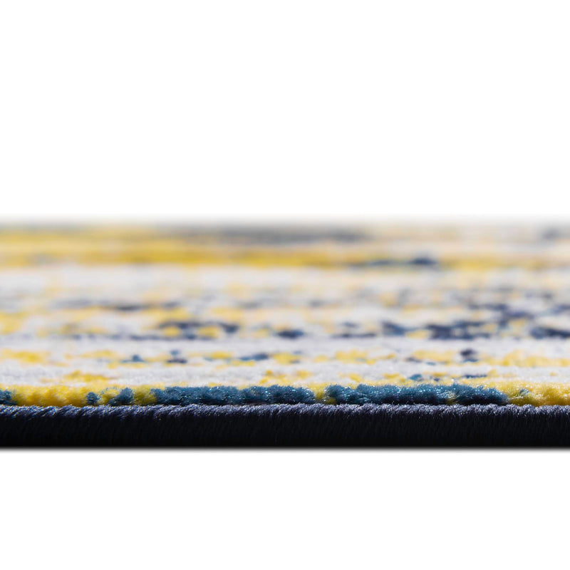 Riviera Elegance Collection Area Rug - Menton (Navy Blue) Round Navy Blue lifestyle 15