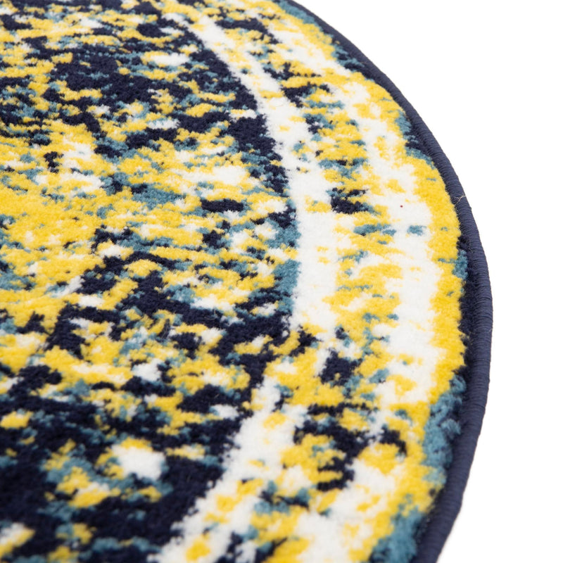 Riviera Elegance Collection Area Rug - Menton (Navy Blue) Round Navy Blue lifestyle 17