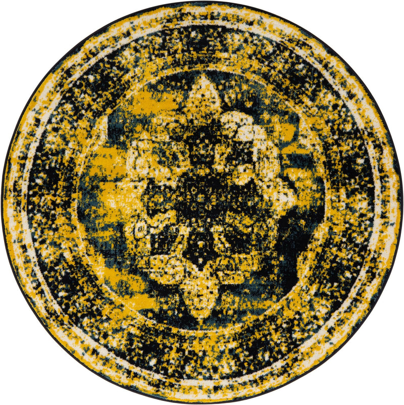 Riviera Elegance Collection Area Rug - Menton (Navy Blue) Round Navy Blue Main