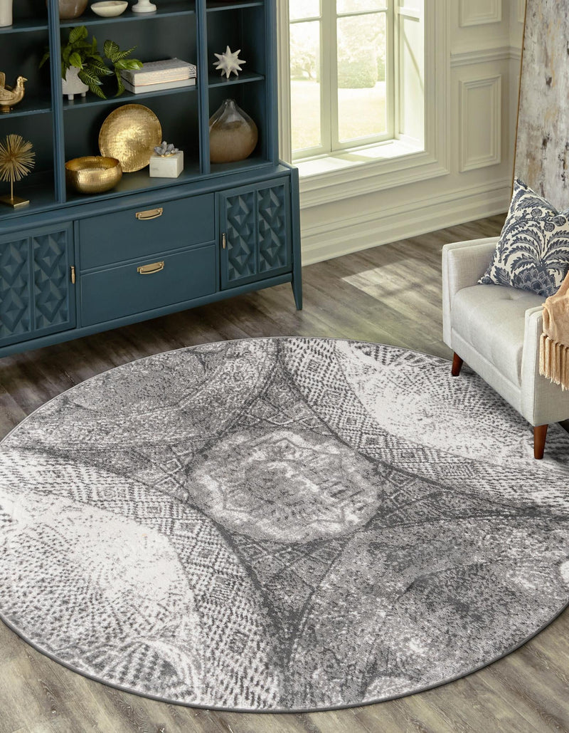 Riviera Elegance Collection Area Rug - Nice Round Dark Gray lifestyle 0