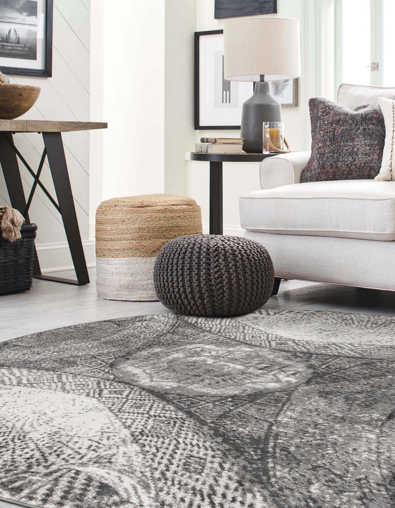 Riviera Elegance Collection Area Rug - Nice Round Dark Gray lifestyle 3