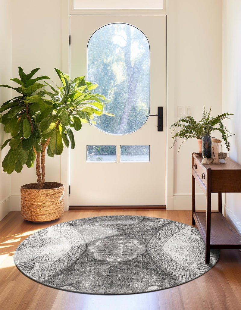 Riviera Elegance Collection Area Rug - Nice Round Dark Gray lifestyle 10