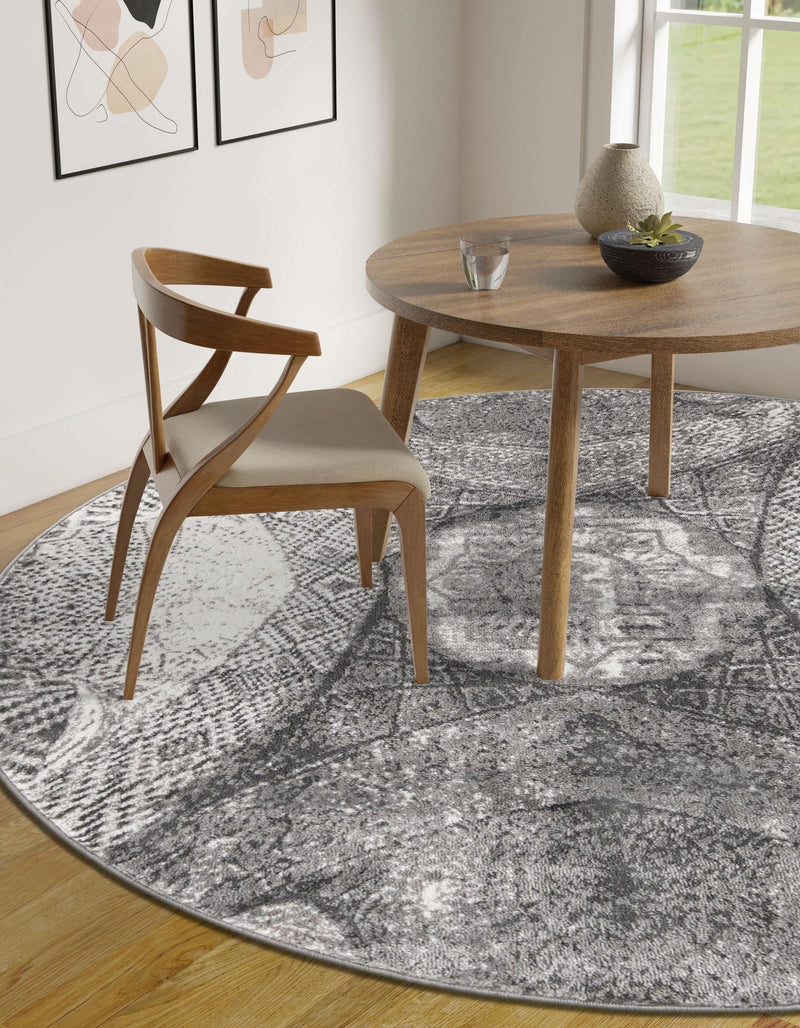 Riviera Elegance Collection Area Rug - Nice Round Dark Gray lifestyle 13