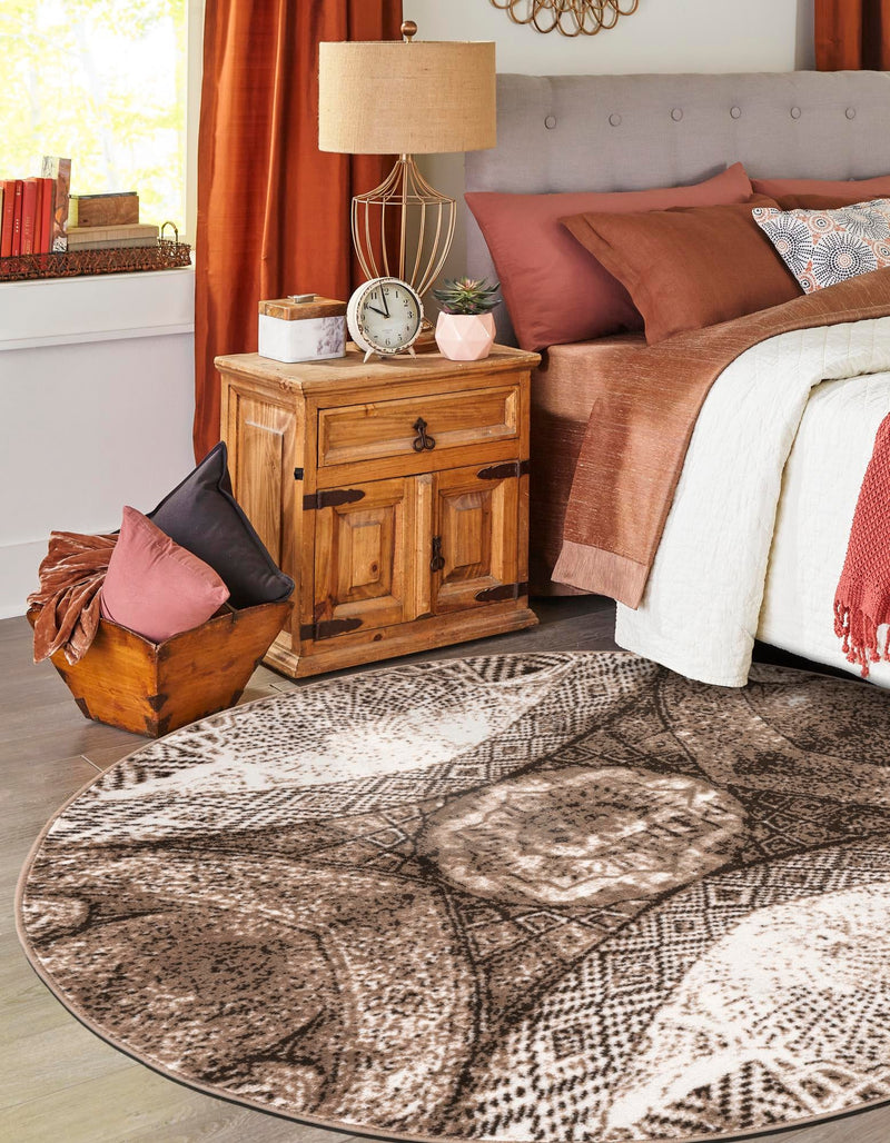 Riviera Elegance Collection Area Rug - Nice Round Brown lifestyle 0