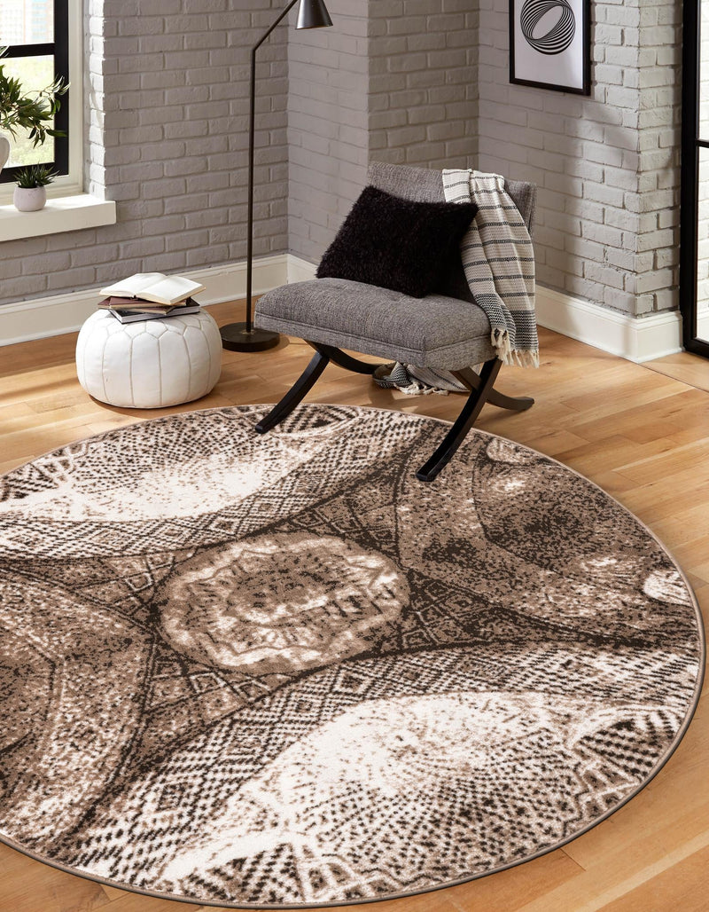 Riviera Elegance Collection Area Rug - Nice Round Brown lifestyle 3