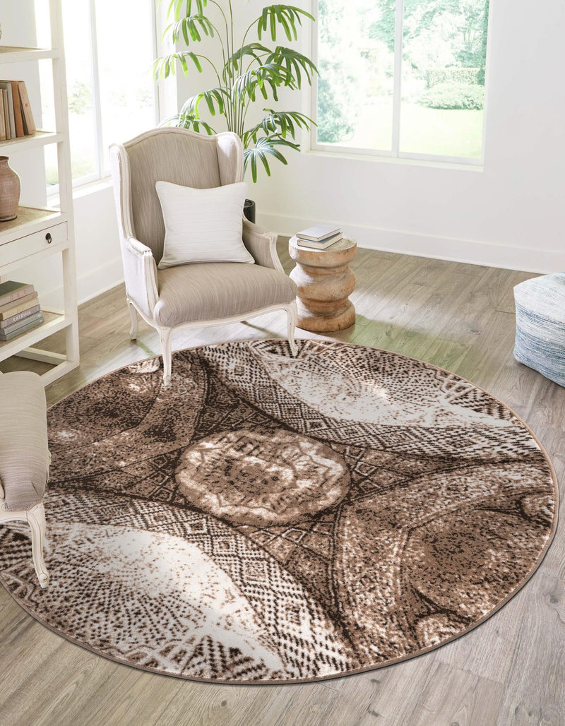 Riviera Elegance Collection Area Rug - Nice Round Brown lifestyle 6