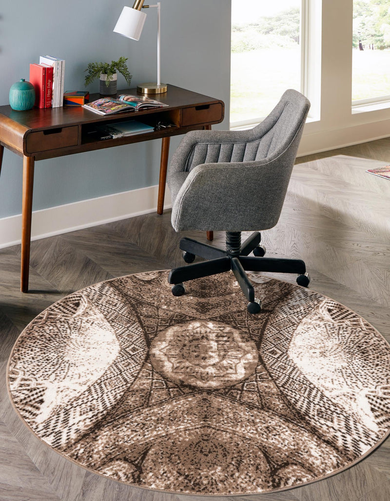 Riviera Elegance Collection Area Rug - Nice Round Brown lifestyle 7