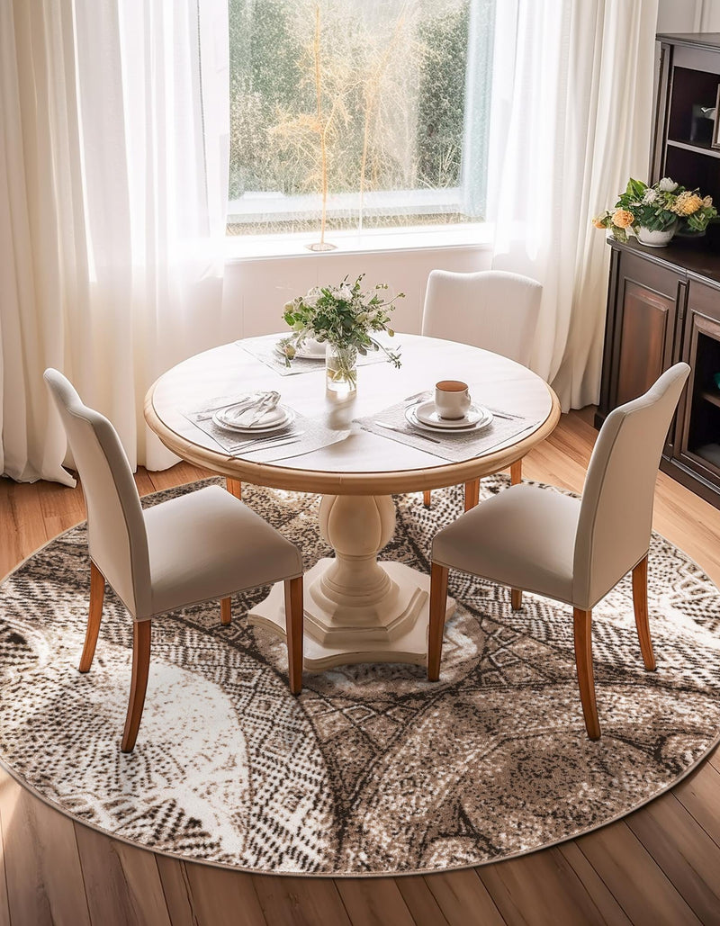 Riviera Elegance Collection Area Rug - Nice Round Brown lifestyle 10