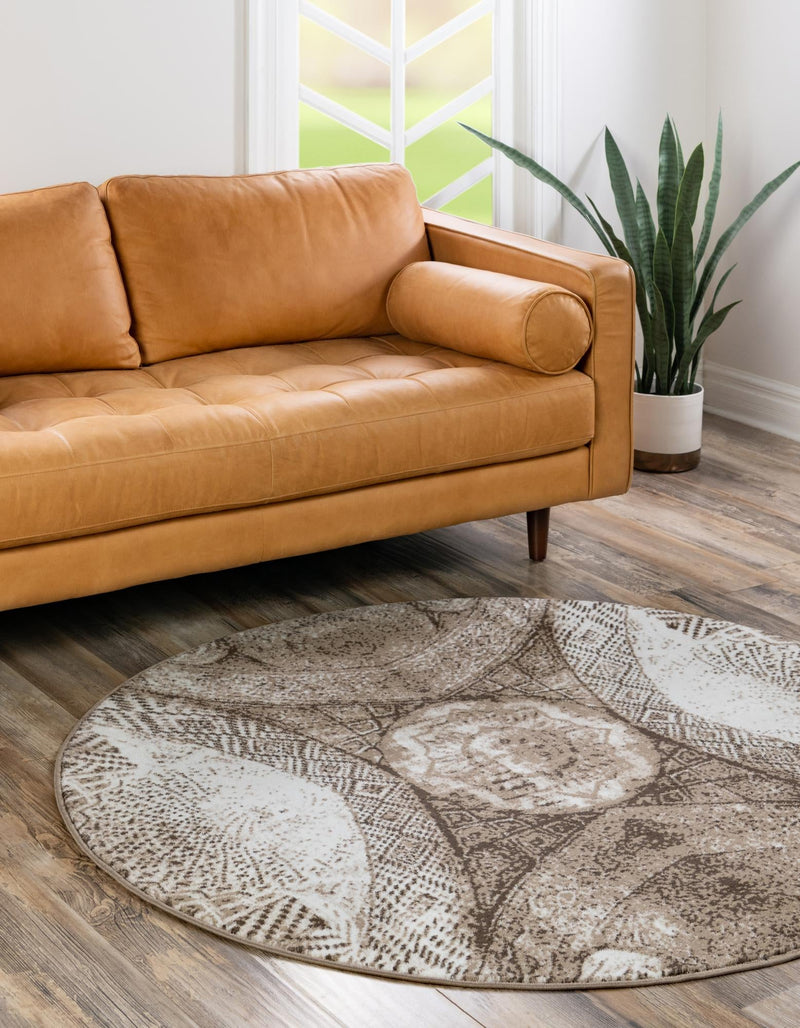 Riviera Elegance Collection Area Rug - Nice Round Brown lifestyle 11