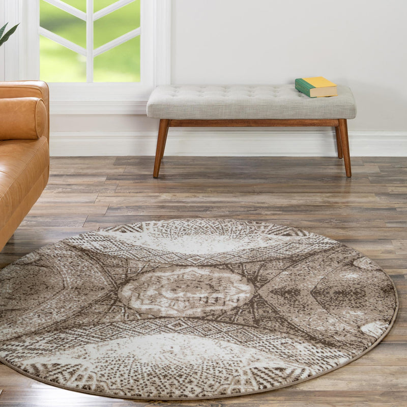 Riviera Elegance Collection Area Rug - Nice Round Brown lifestyle 28