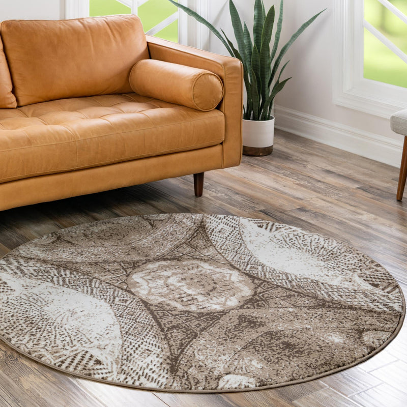 Riviera Elegance Collection Area Rug - Nice Round Brown lifestyle 29