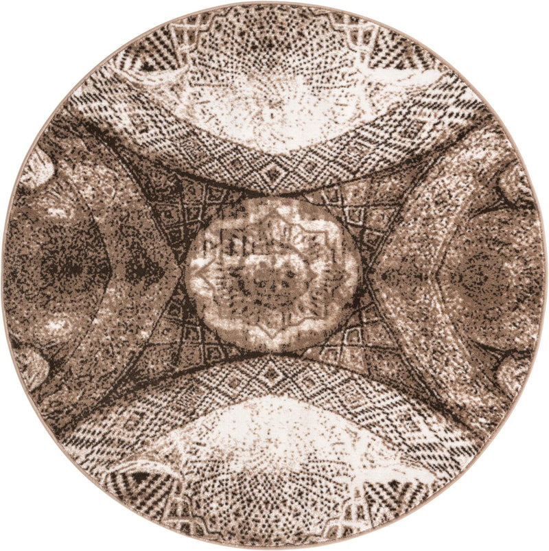 Riviera Elegance Collection Area Rug - Nice Round Brown Main