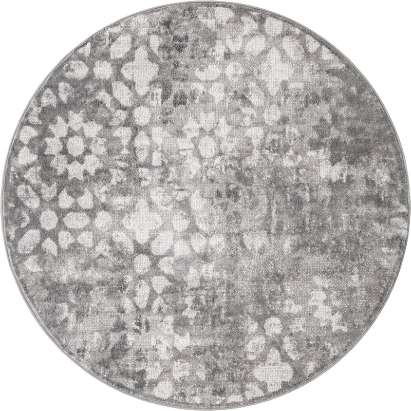 Riviera Elegance Collection Area Rug - Vence Round Dark Gray Main