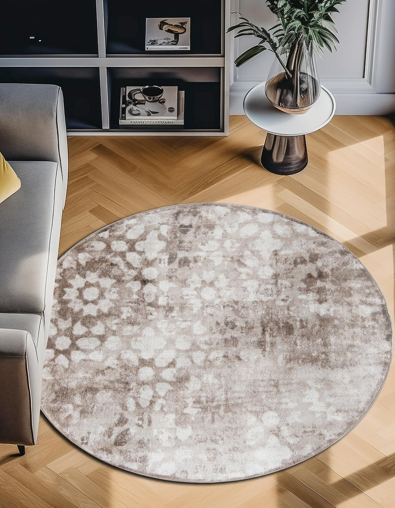 Riviera Elegance Collection Area Rug - Vence Round Brown lifestyle 53