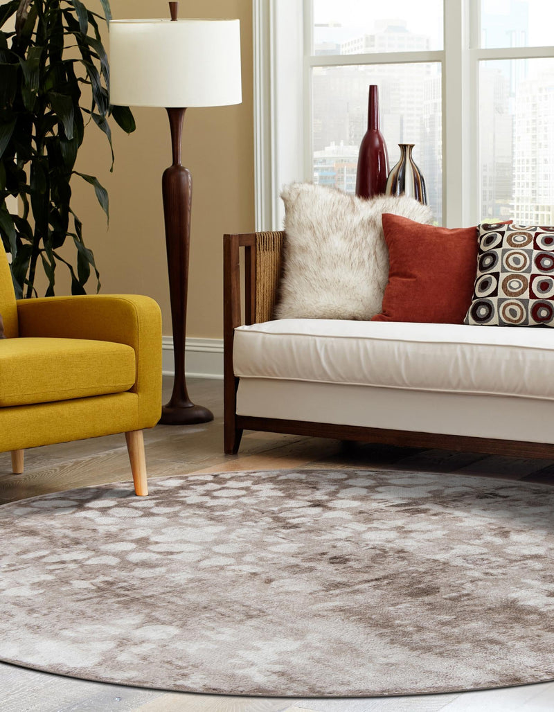 Riviera Elegance Collection Area Rug - Vence Round Brown lifestyle 102