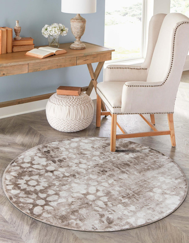 Riviera Elegance Collection Area Rug - Vence Round Brown lifestyle 109