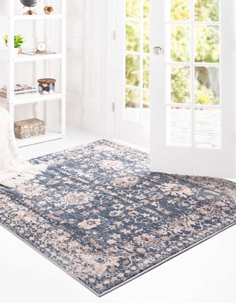 Cascade Range Collection Area Rug - Shasta (Blue) Square Blue lifestyle 3