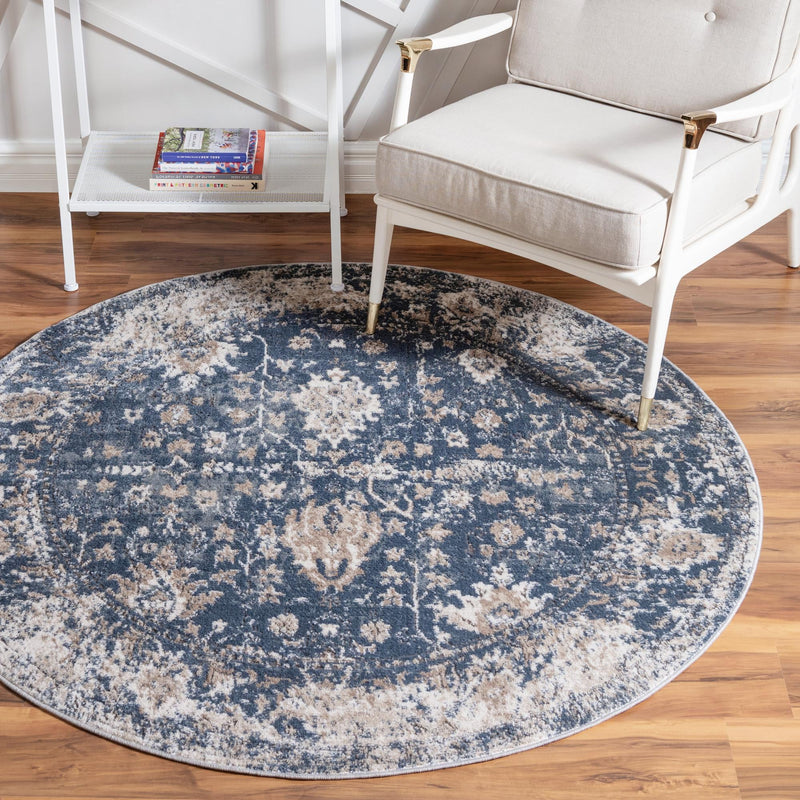 Cascade Range Collection Area Rug - Shasta (Blue) Round Blue lifestyle 0